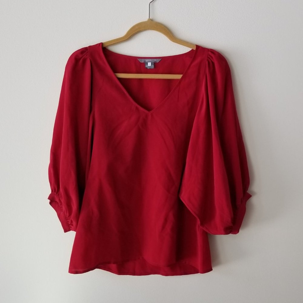Tegan V Neck Red Silk Blouse US 0